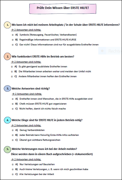 Quiz über Erste Hilfe